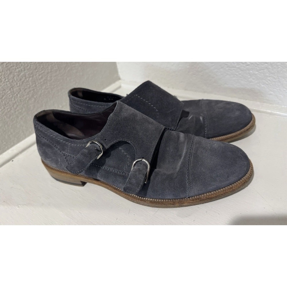 Ermenegildo Zegna Gray Suede Double Monk Strap Dress Shoes Men's 9‎ US Italy